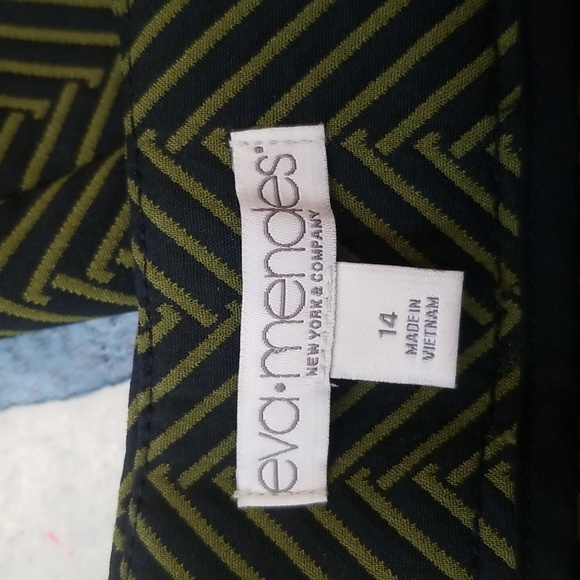 NWT Eva Mendes for New York & Company Size 14 Olive And Black Herringbone Pants - Picture 5 of 8
